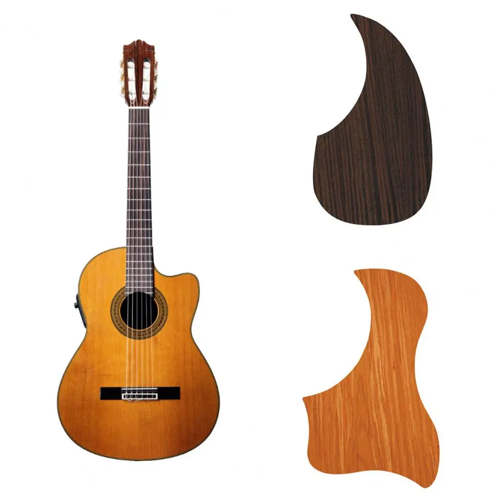 Guitar Pickguard Self Adhesive Anti-scratch Replacement Walnut Wood Grain Water-shaped Folk Guitar Guard Scratch Plate