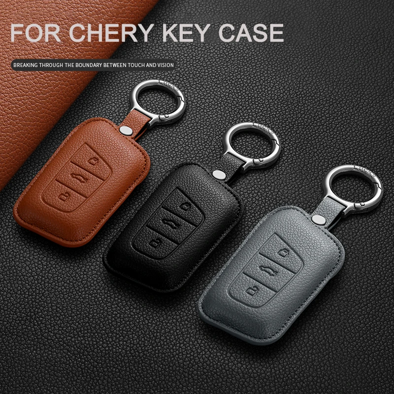 

Leather Car Smart Key Case Cover Shell Fob For Chery EQ1 Little Ant New Energy QQ Ice Cream Car Keychain Decorative Accessories
