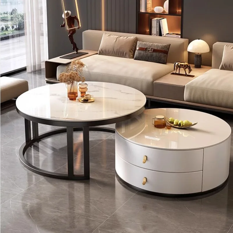 

Corner Coffee TableRound Living Room Console Marble Table Minimalist Modern Salon Floor Tavolino Da Salotto Salon Furniture