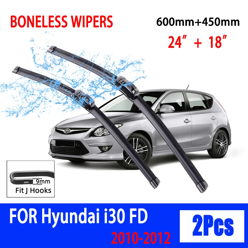 For Hyundai i30 I30 FD 2010-2012 Car Wiper U-type Soft Rubber Boneless Wiper HD Quiet Durable Automotive Wiper 24\