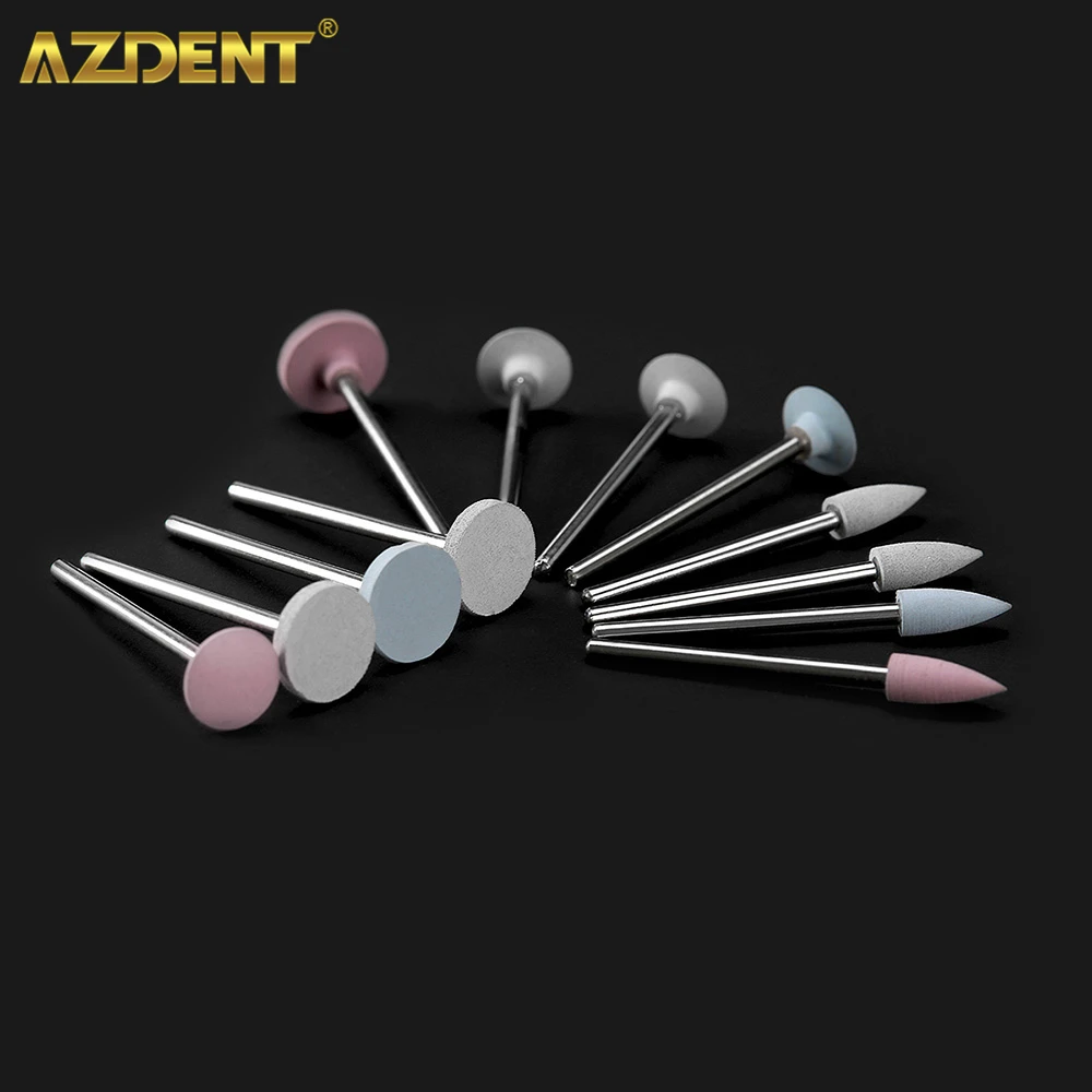 AZDENT 12PCS/Box Dental Porcelain Teeth Polishing Kit HP 0312 for Micromotor Handpiece Dentistry Lab Silicone Polishers Tool