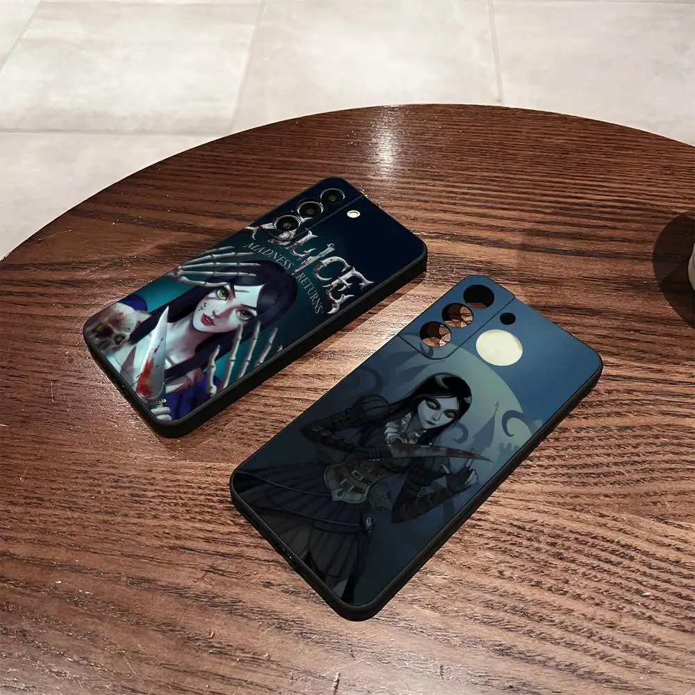 Чехол для телефона Game A-Alice Madness Returns для Samsung S25 S24 FE S23 S22 S21 Plus S20 Ultra Note20Ultra Black Soft Shell