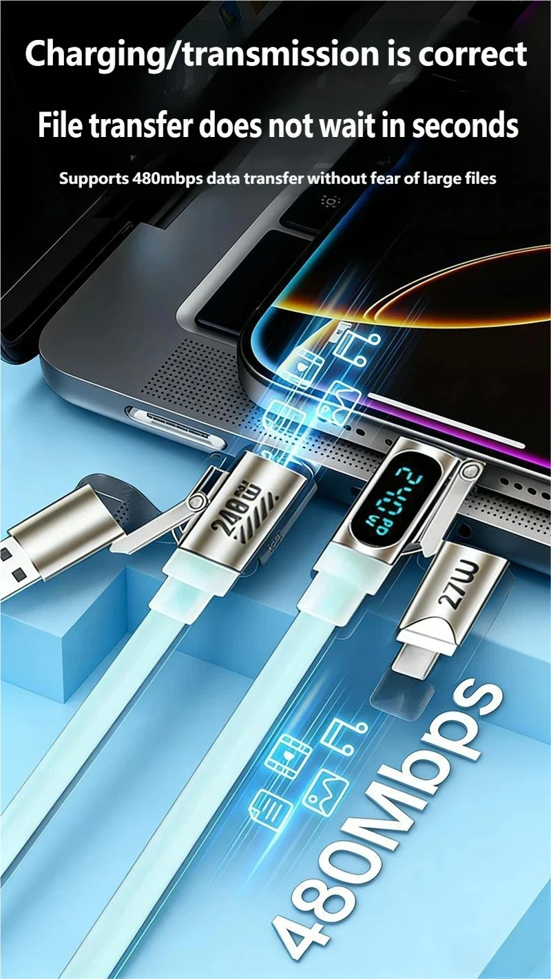 240W Super Fast Charging 4-in-1 Charging Cable,2 tow 2 multi