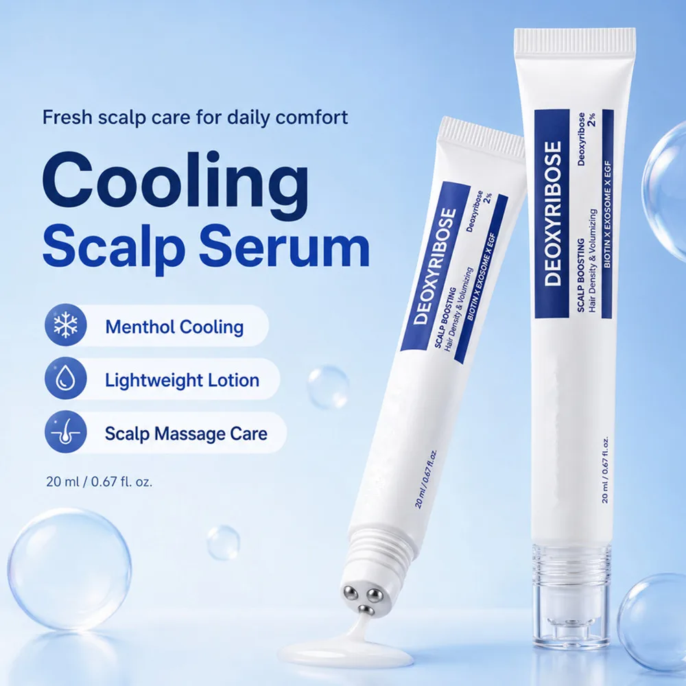 20ml Deoxyribose Scalp Serum with Biotin 2% - Hair Density & Volumizing Treatment No-Rinse Massage Applicator Hydrate Longer