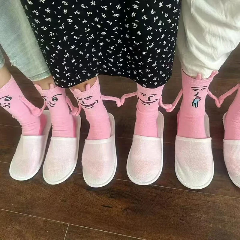 

Anime Pink Rabbit Cosplay Socks Cartoon Magnetic Hold Hands Kawaii Emoji Casual Breathable Funny Cotton Sock Halloween Accessory