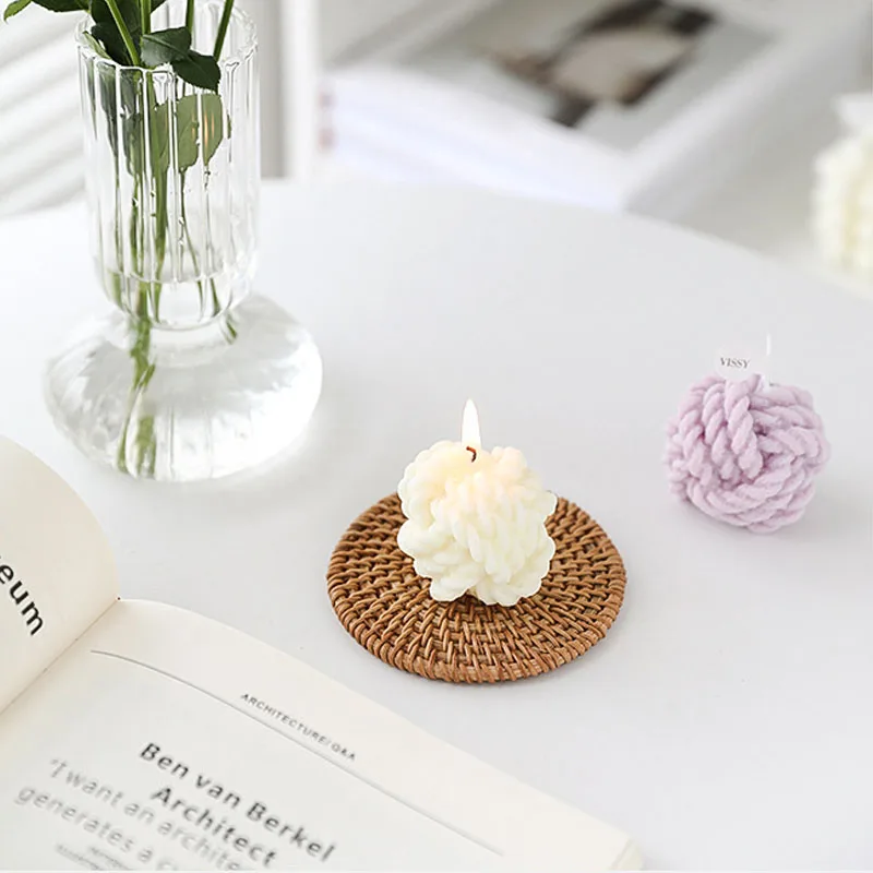 Creative Handmade Wool Ball Candle Aromatherapy Candle Gift Box INS Photo Props Essential Oil Scented Candle Home Decoration