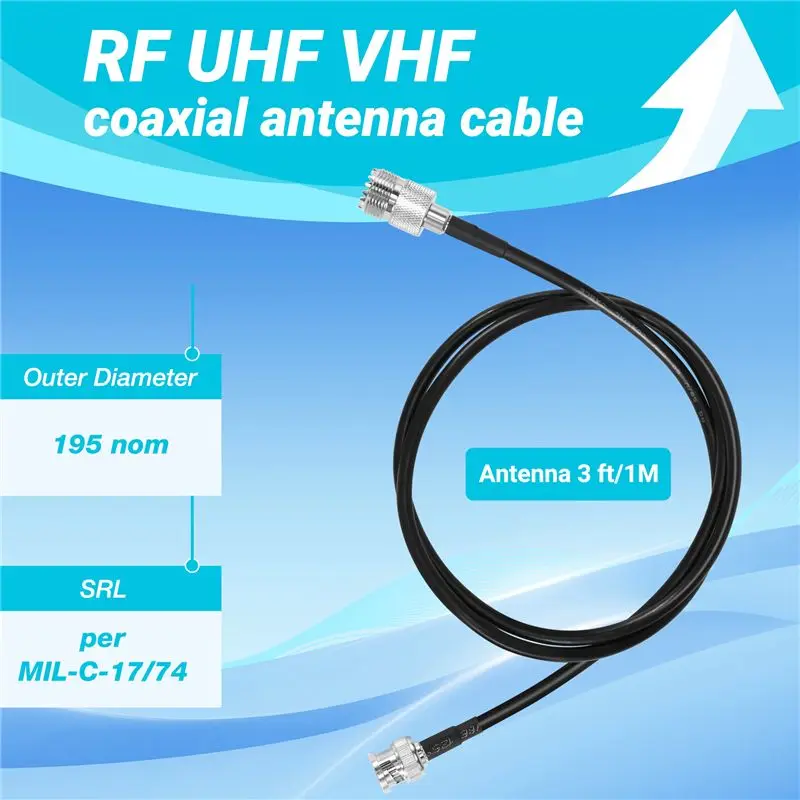 Leading-RF UHF VHF Radio Coaxial Antenna Cable BNC Male To UHF SO239 RG-58U MILSPEC Coax Mobile To Base Antenna 3 Ft view 6