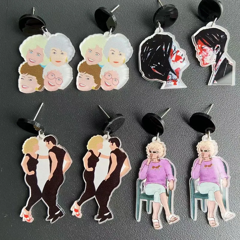 Pendientes clásicos My Chemical Romance Three Cheers asimétricos para parejas, pendientes góticos para fumar mujeres amantes del baile, pendientes acrílicos para fiesta