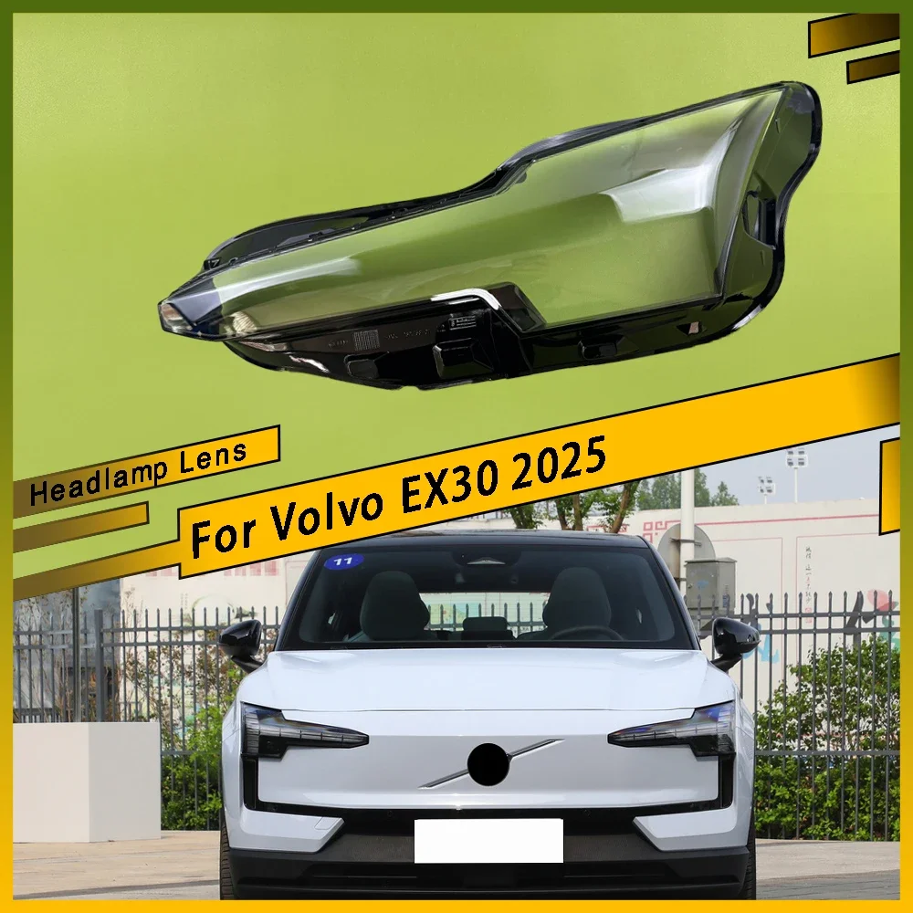 

For Volvo EX30 2025 Car Front Headlight Lens Cover Clear Car Light Glass Shell Plexiglass Replace Original Auto Gadgets