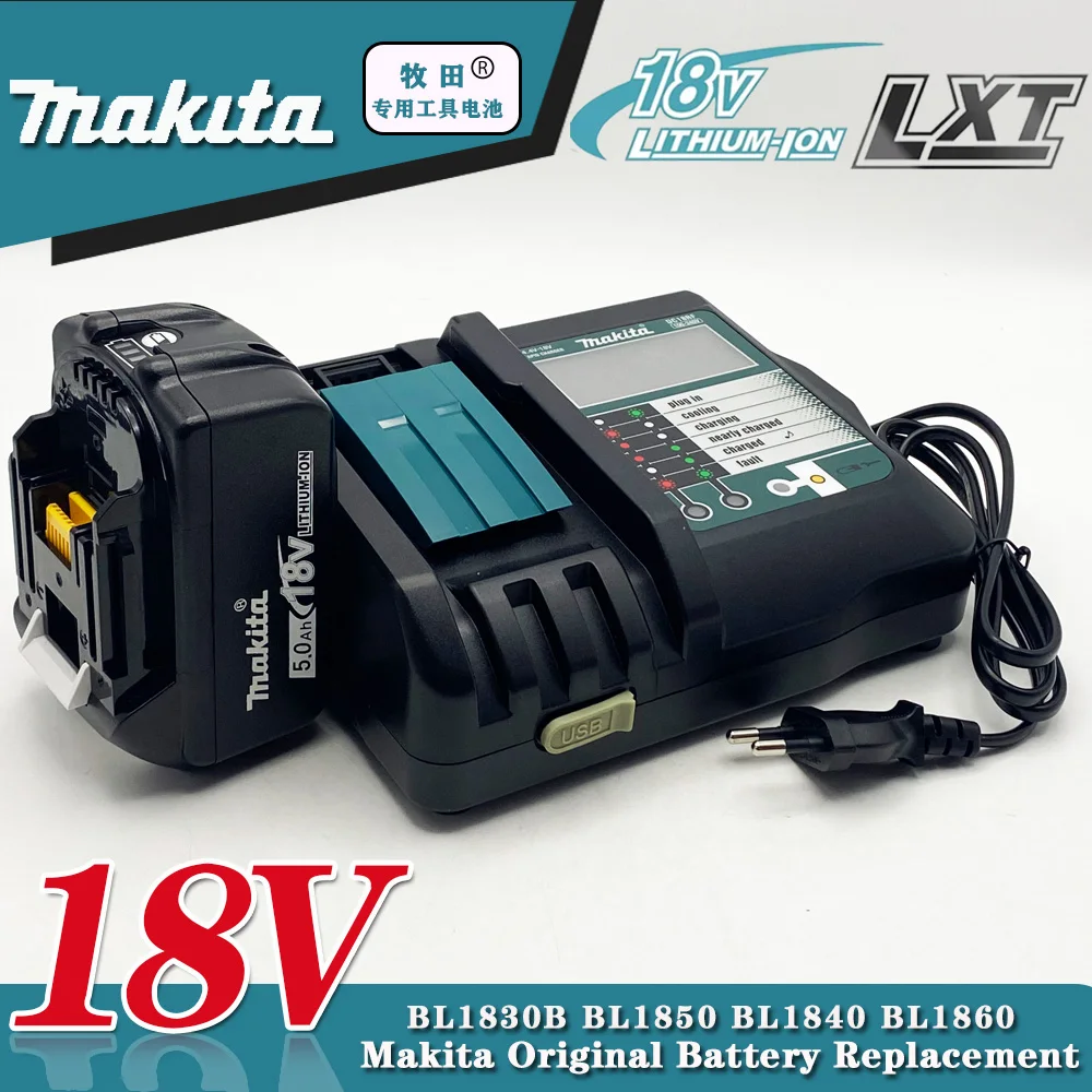 For Makita 18v 6Ah With Charger Rechargeable Lithium Ion Makita 18 v Battery Power Tool Battery With ChargerBL1860BL1850 BL1830