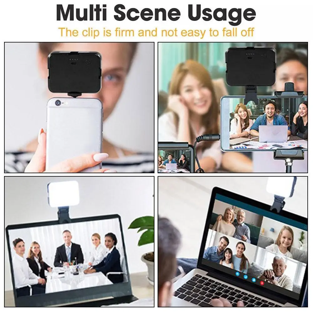 12 مصباح ليد لسيلفي ، مشبك ، usb/بطارية ، للكمبيوتر المحمول ، ipad، الكاميرا ، مع وضعين