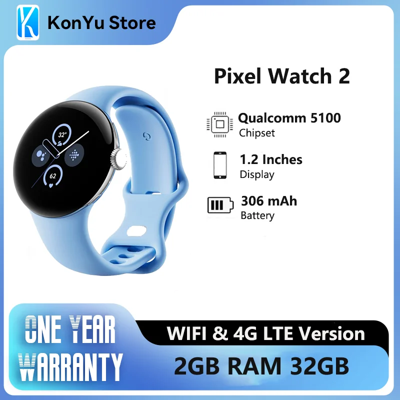 Google Pixel Watch 2 1.2 inches AMOLED Wifi/4g Lte 306 mAh Wireless Charge 32GB 2GB Ram 50m/5ATM water resistant (IP68) eSIM Sma