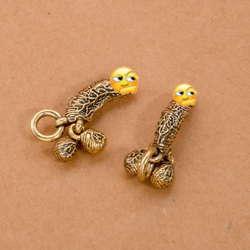 Brass Keychains MiniShaped Sculpture Statues Car Keyring Hanging Jewelry Funny Gifts