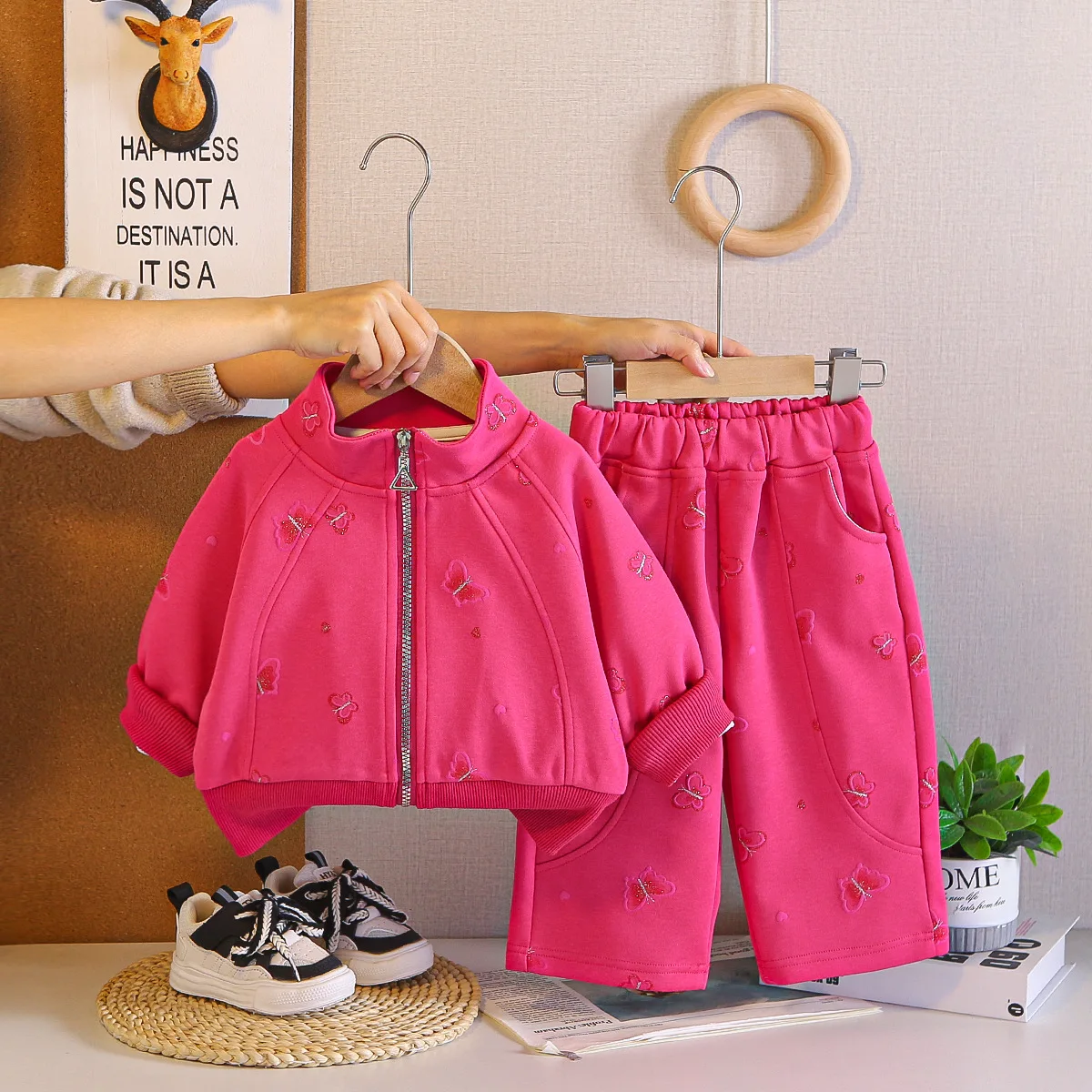 kids-casual-tracksuit-with-butterfly-embroidery-soft-cotton-blend-zip-jacket-pants-toddler-girl-outfit-for-spring-autumn