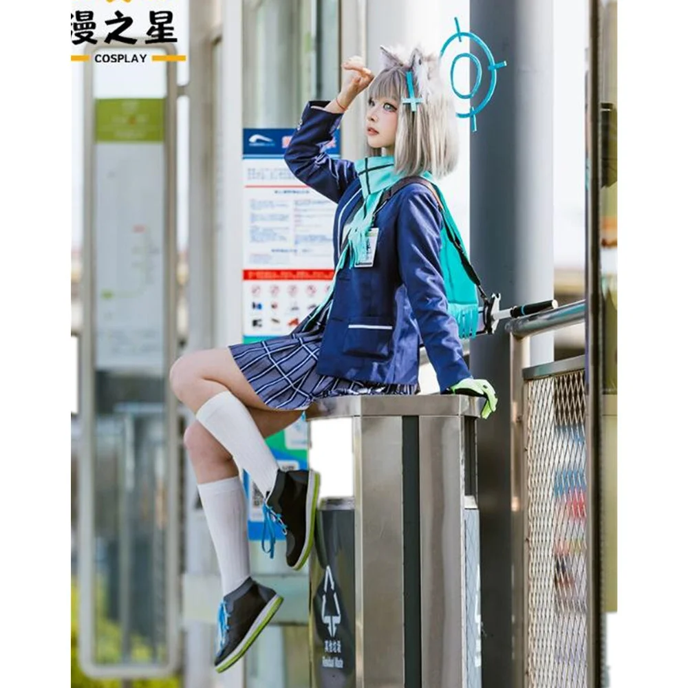 Sunaokami Shiroko Blue Archive Cosplay Costume Dress Uniform Coat Cloak Halloween Christmas RainbowCos0 W4045