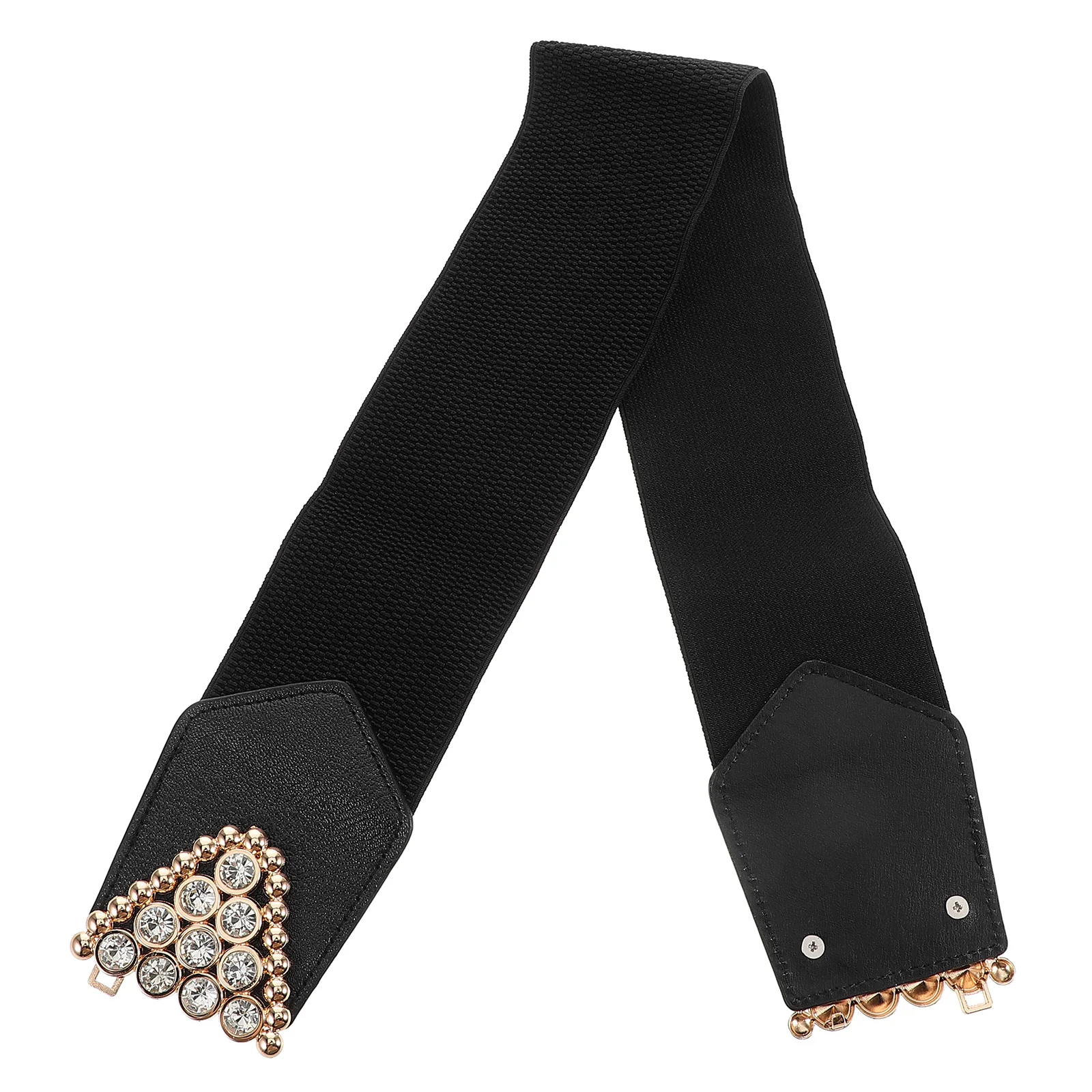 

Wide Elastic Waist Belt Black Decorative Rhinestone Women Dress Belts Vintage Stretchy Fashion Corset For Dresses Coats Jeans
