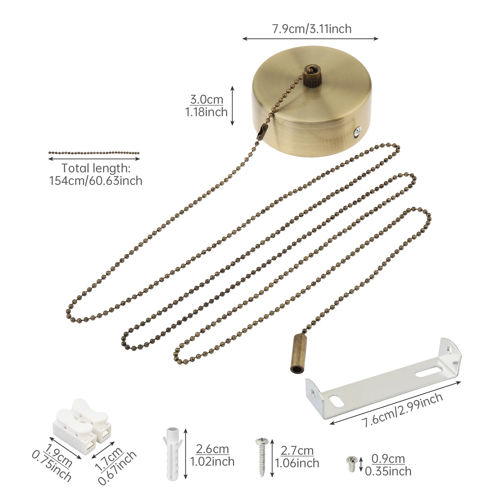 Bathroom Ceiling Light Pull Cord Switch Chrome Round Pendant Light Pull Cord Switch for Stylish Bathroom