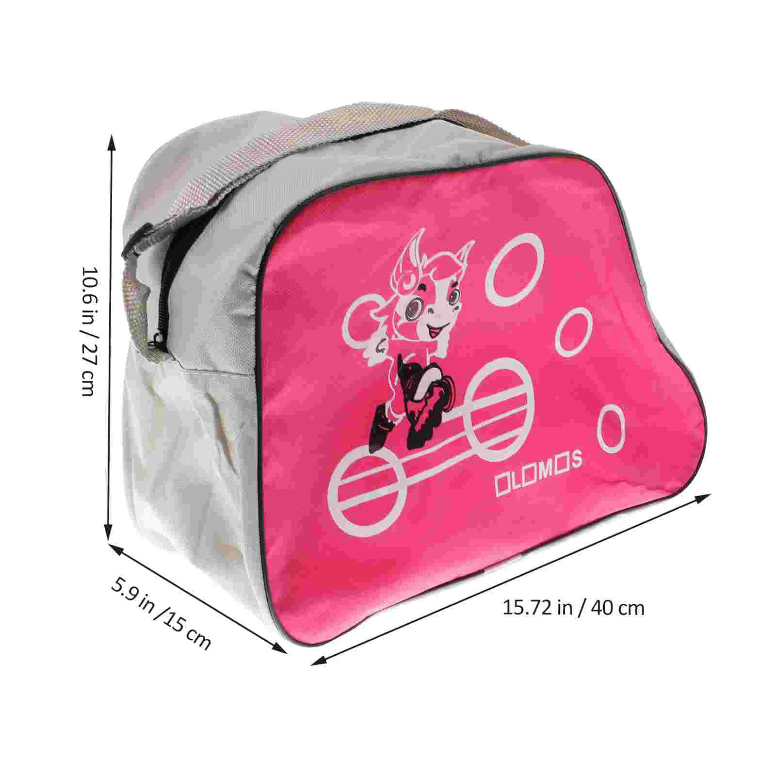 Fashionable Printed Skating Shoes Storage Bag Portable Adjustable Shoulder Strap Storage Organizer Roller Skate Storage Bag(Pink