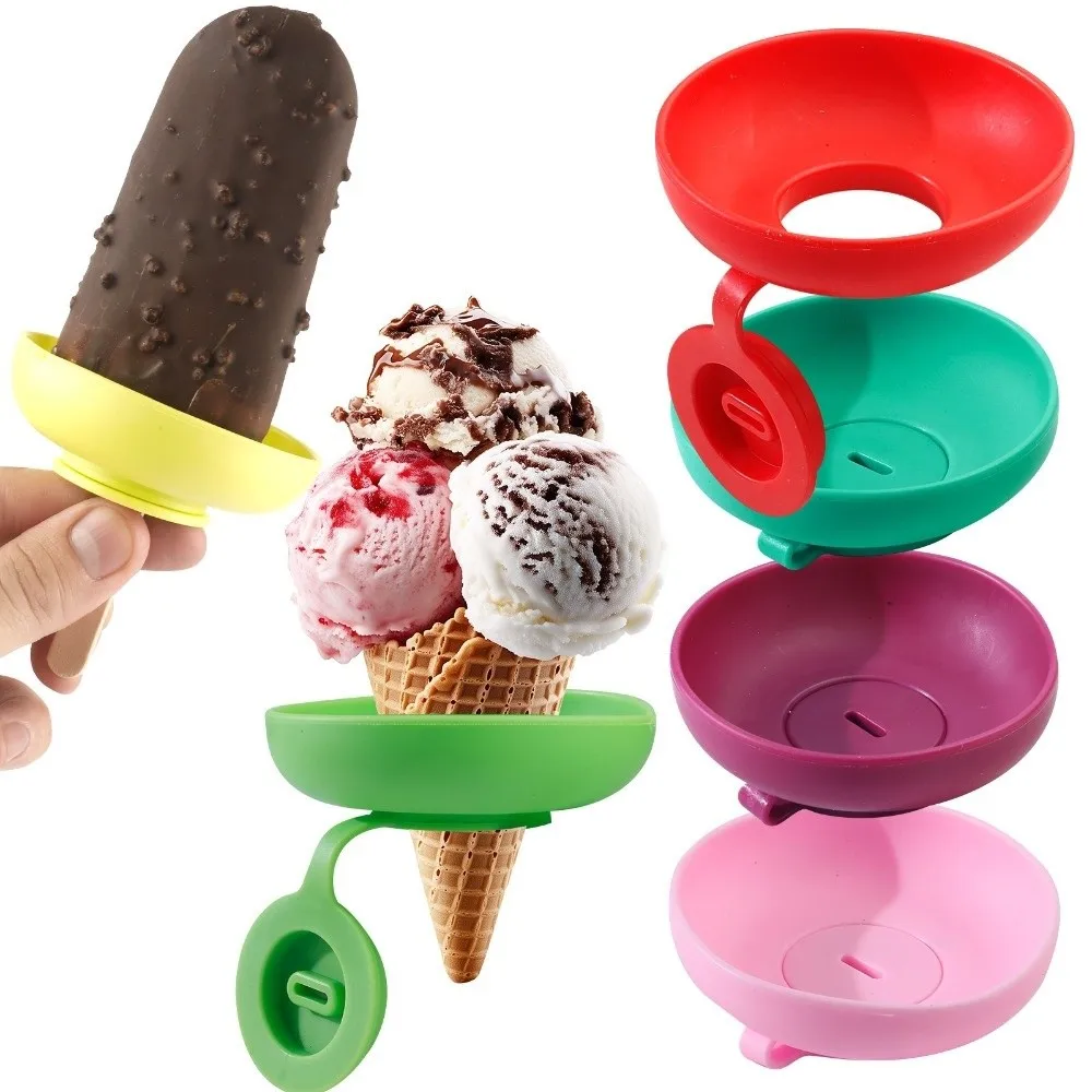 Silicone Anti-Drip Ice Cream Holder Anti-Flow Drip Proof Ice Cream Tray Mess Free Ice Cream Support Trailer Summer Treats