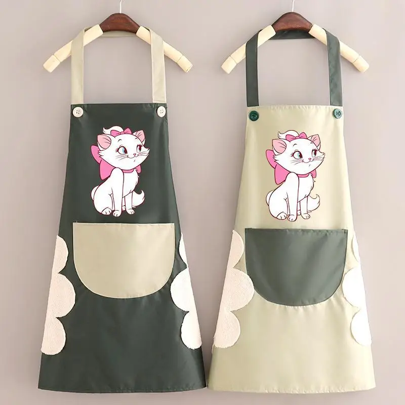 Miniso Disney Marie Cat Print Kitchen Cooking Apron Polyester Waterproof Oil-Proof for Woman Avental De Cozinha Delantal Cocina