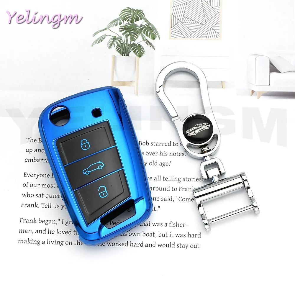 TPU Car Key Case Cover for VW Volkswagen Golf 7 MK7 Tiguan MK2 T-roc T-cross Skoda Octavia Kodiaq Karoq Seat Ateca Leon Fob