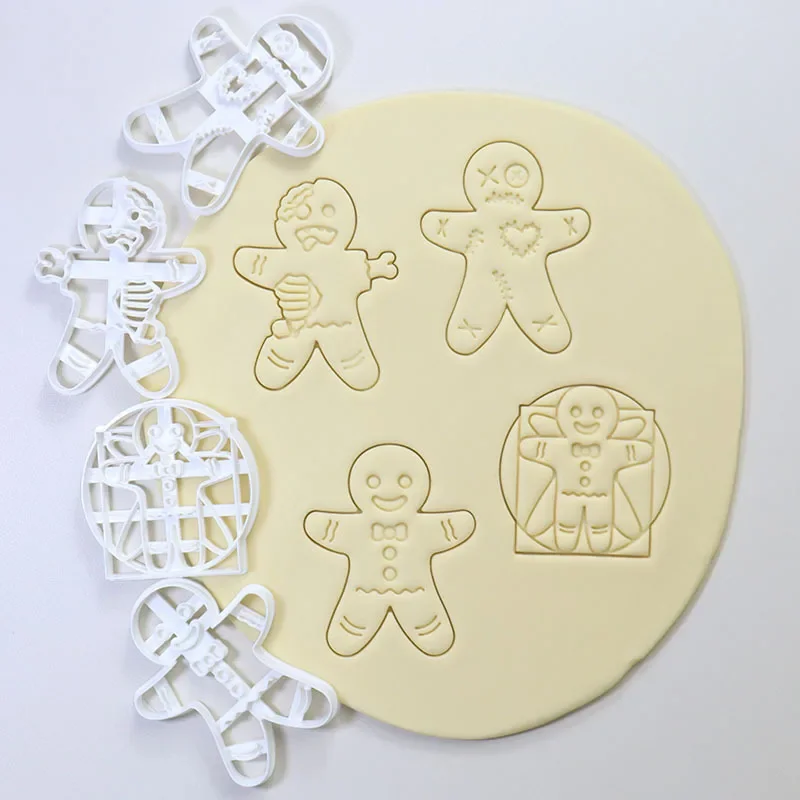 Cookie Cutter Stamp Set Chick Plastic Biscuit Mold Grinder White Baking Tool Christmas Gingerbread Man Snowflake Biscuit Mould