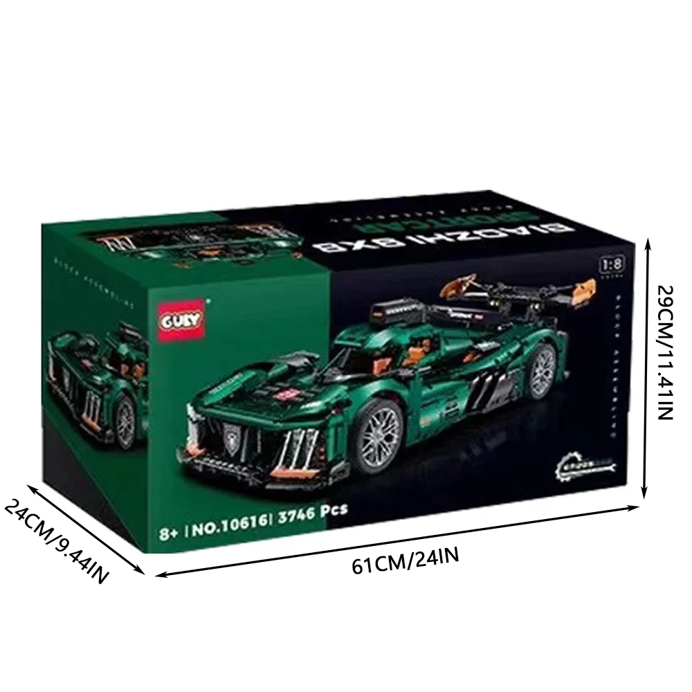 1:8 Schaalmodel Sportwagen Biaozhi 9X8 Bouwstenen High-Tech Technische Rc Raceauto Assemblage 3746Pcs Kid Speelgoed Voor Cadeau