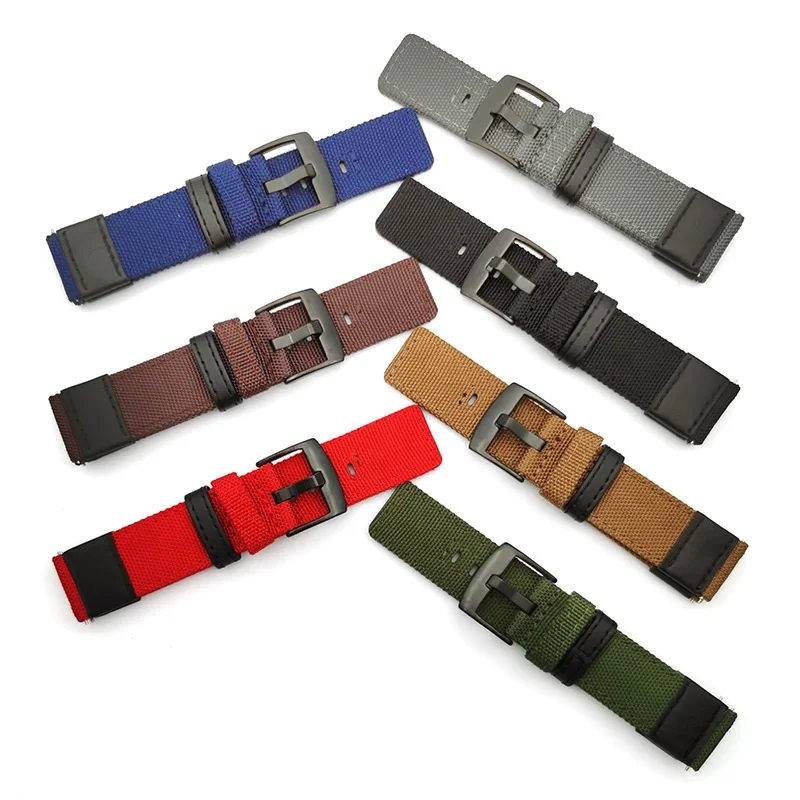 20mm 22mm nylon band voor Amazfit GTS/2/2e/GTS2 Mini/GTR 42mm/47mm/GTR2/2e/stratos 2/3 Sport Horloge Armband Kaki Zwarte Gesp