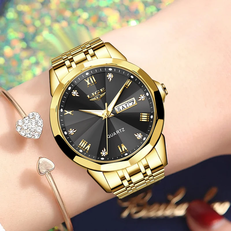 LIGE New Fashion Watch Women Top Brand Ladies Creative Steel Women Bracelet Watches Female Waterproof Clocks Relogio Feminino