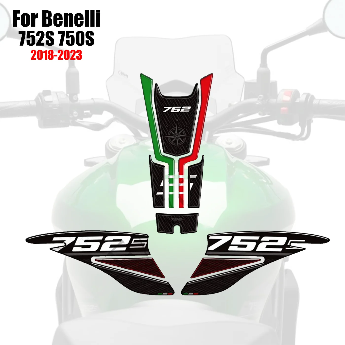 

752S For Benelli 752S 750S adhesive Stickers Decals 2018-2024 Protector Tank Pad Side Grips Gas Fuel Oil Kit Knee