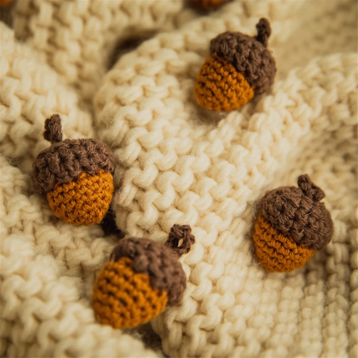 10Pcs Handmade Yarn Crochet Pine Cones Acorns for DIY Keychain Bag Pendant Clothing Accessories