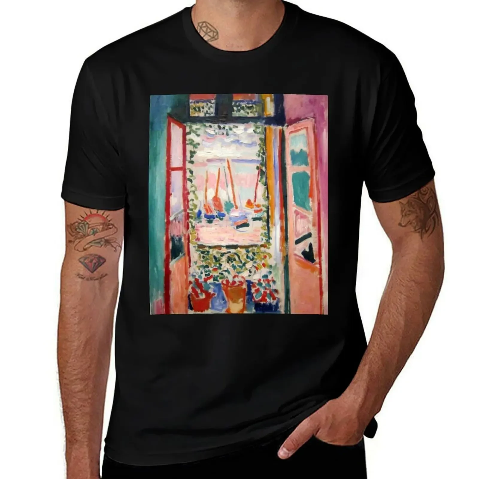 

Henri Matisse's Open Window at Collioure T-Shirt vintage plus sizes man t shirt oversized t shirts for men