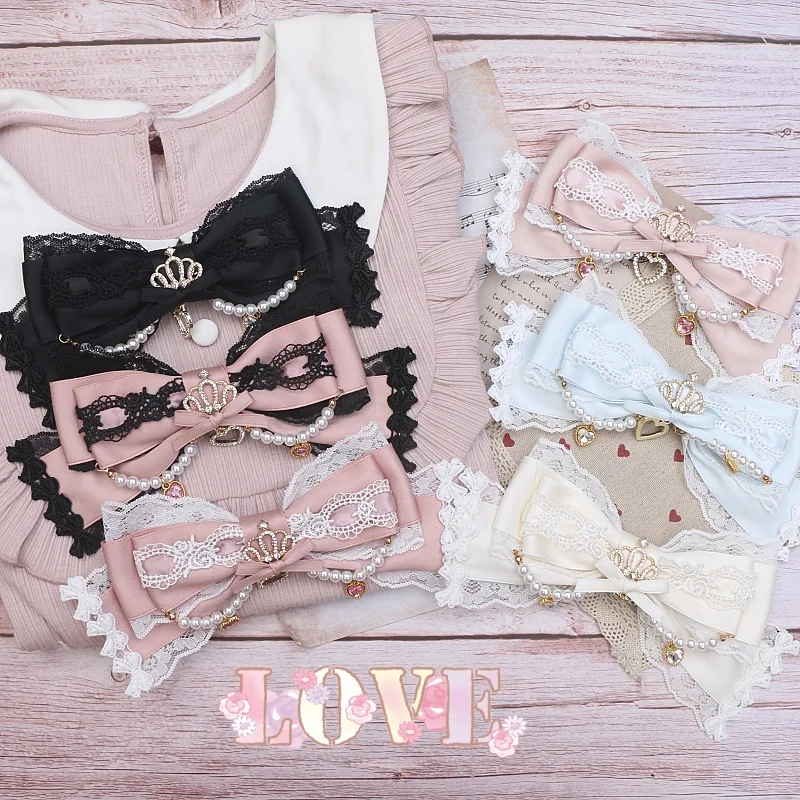 

Оригинальные ювелирные изделия, милые и милые кружевные заколки для волос с бантом, кулон со стразами, булавка из бисера, галстук-бабочка, аксессуары