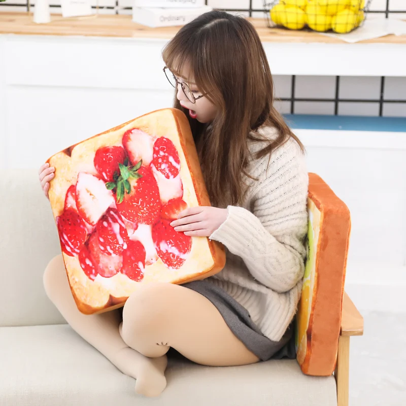 Creative Simulation Toast Bread Plush Toys, Stuffed Pillow, Realistic Food, Funny Gift for Kids, 1 Piece, 40cm