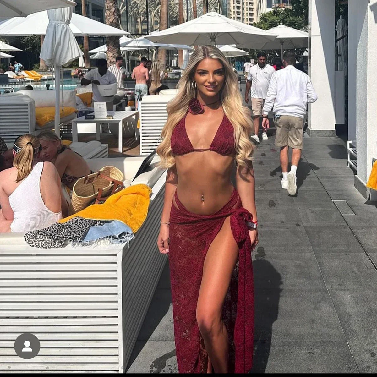 3Packs Lace Bikini Set With Beach Skirt Flower Women Sexy Swimsuit Red Swimwear Female Crochet Dress Bathingsuit Sarongs Biquini — zdjęcie 4