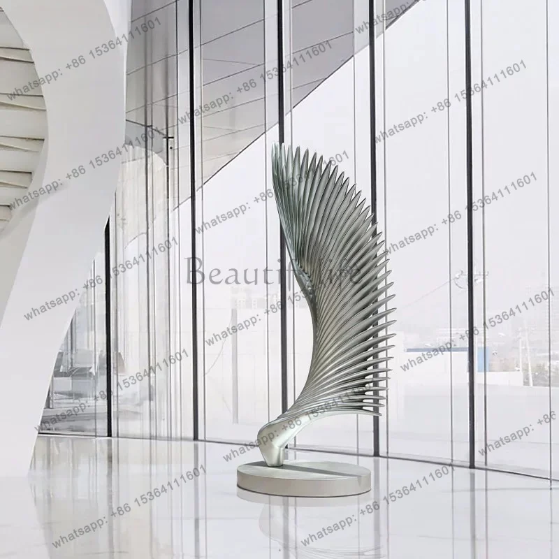 Hotel lobby modern large abstract fiberglass ornament entrance art floor sculpture