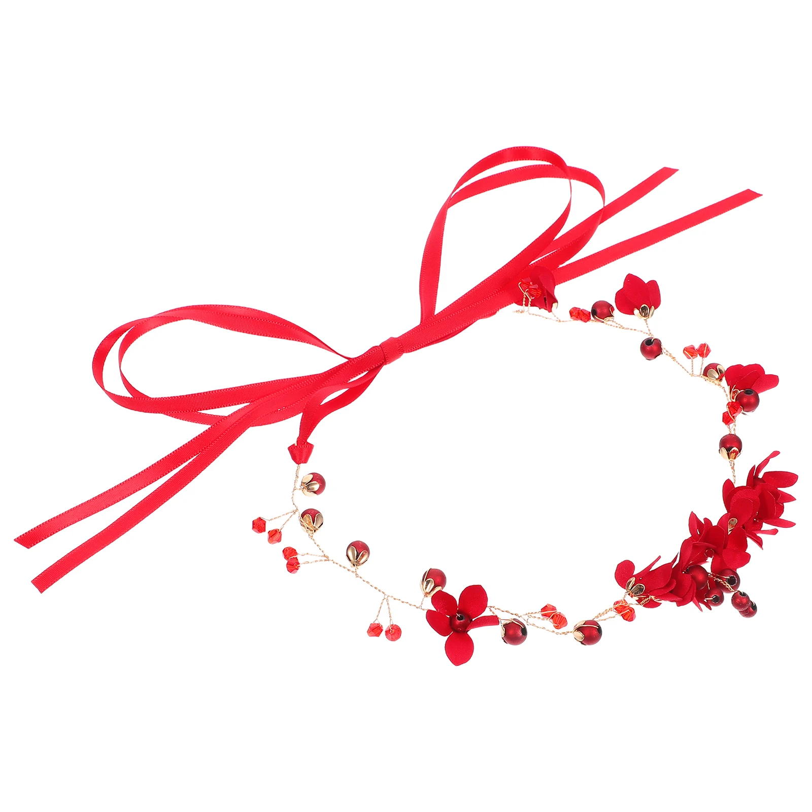

Red Flower Headband Women Bridal Wedding Hair Accessory Party Masquerade Ladies Headpiece Hairbands Accessories