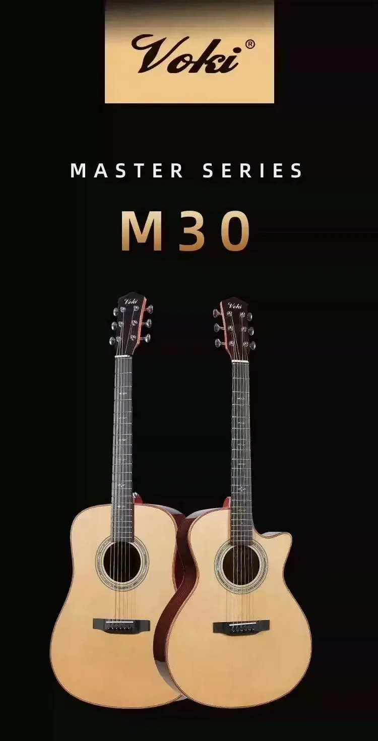 

The VOKI Master Series M30 solid wood section refers to playing acoustic guitar