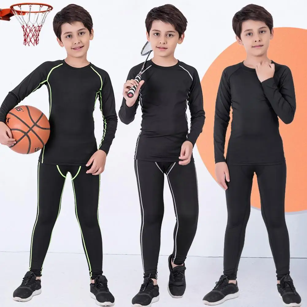 Winter Children\'s Sports Suit Quick Drying Thermal Underwear for Boys and Girls Basketball Football Compression Sportswear U1M9