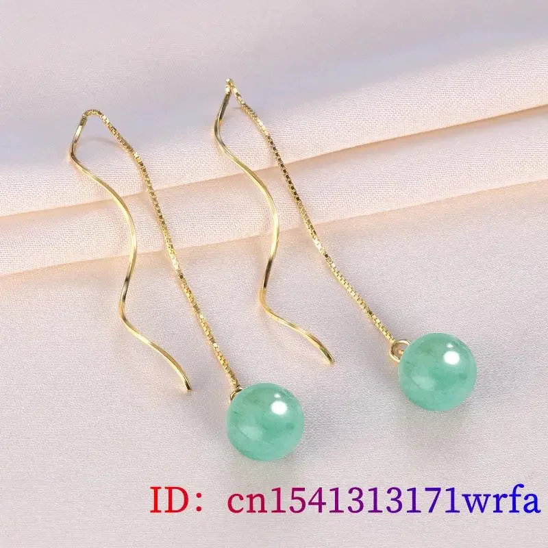 Boucles d'oreilles perle en néphrite pour femme, breloques en argent 925, énergie naturelle, breloques soignées, accessoires de mode, cadeau d'amulettes, bijoux verts