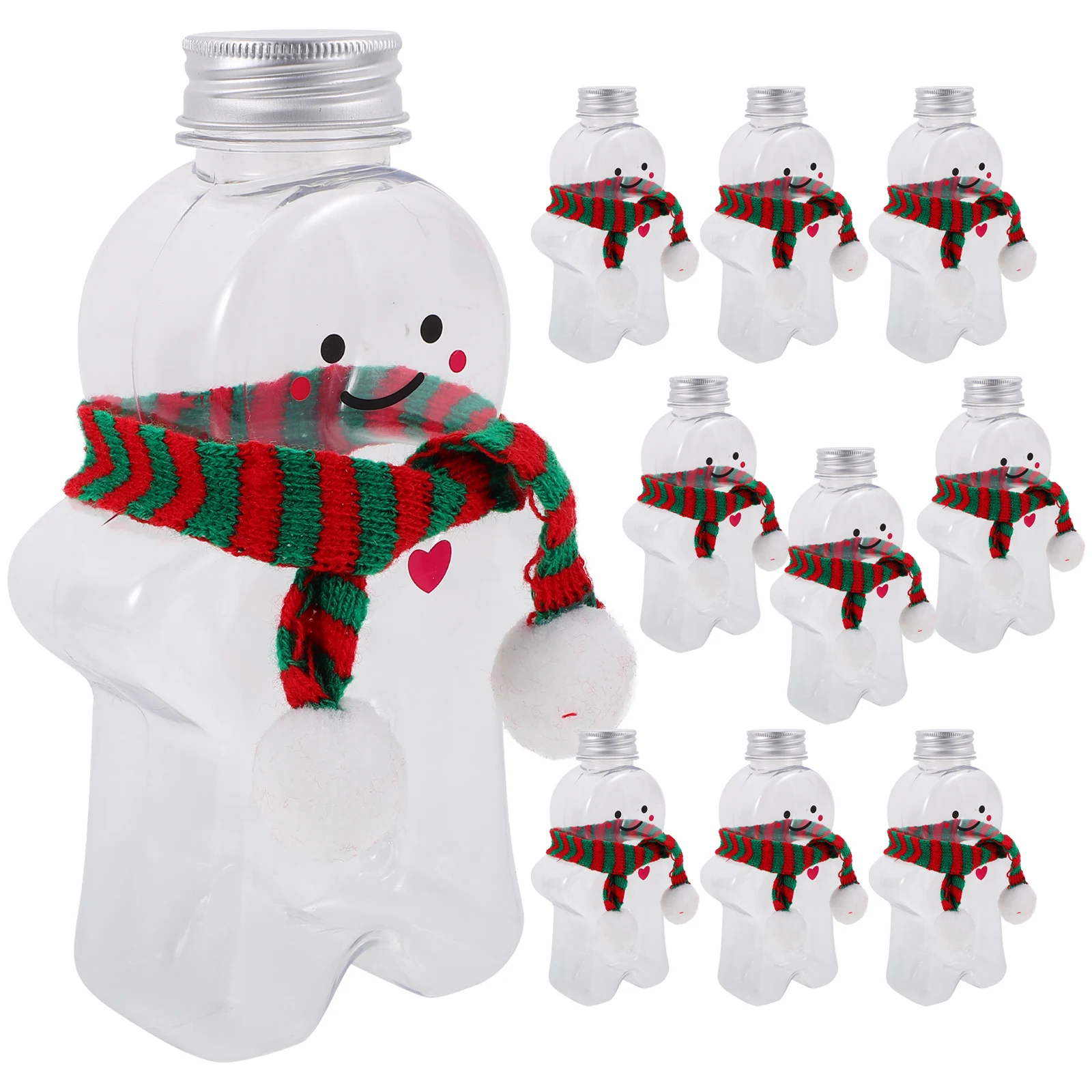 

10Sets Christmas Gingerbread Man Bottles Portable cartoon Gingerbread Beverage Juice Bottles Milk Tea Sealed Bottle with Scarves