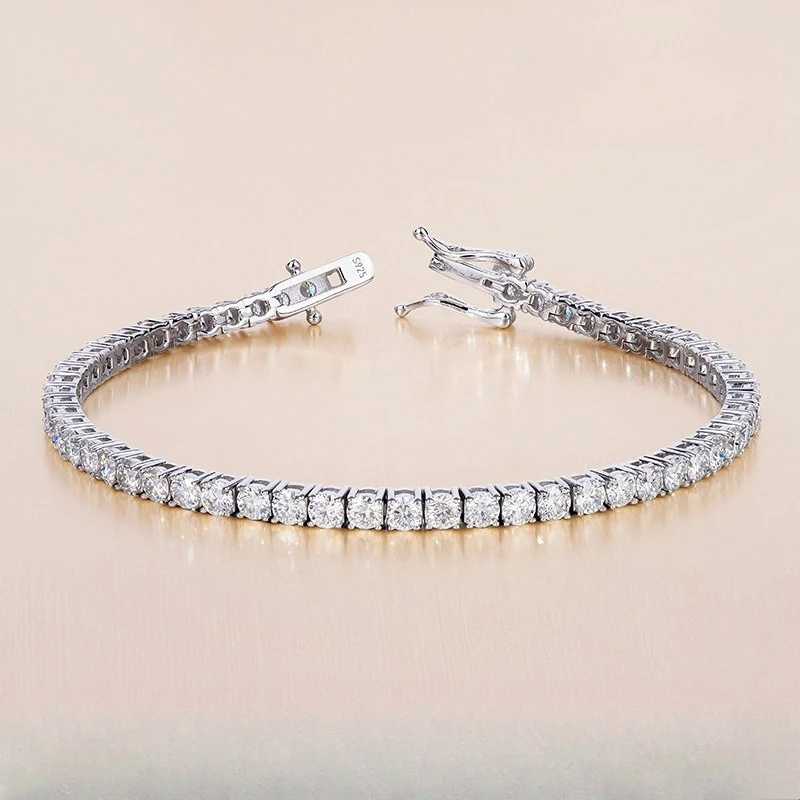 3mm Moissanite Tennis Bracelet Full Diamond GRA 925 Sterling Silver  Hiphop Bracelets for Women Man Engagement Fine Jewelry Gift