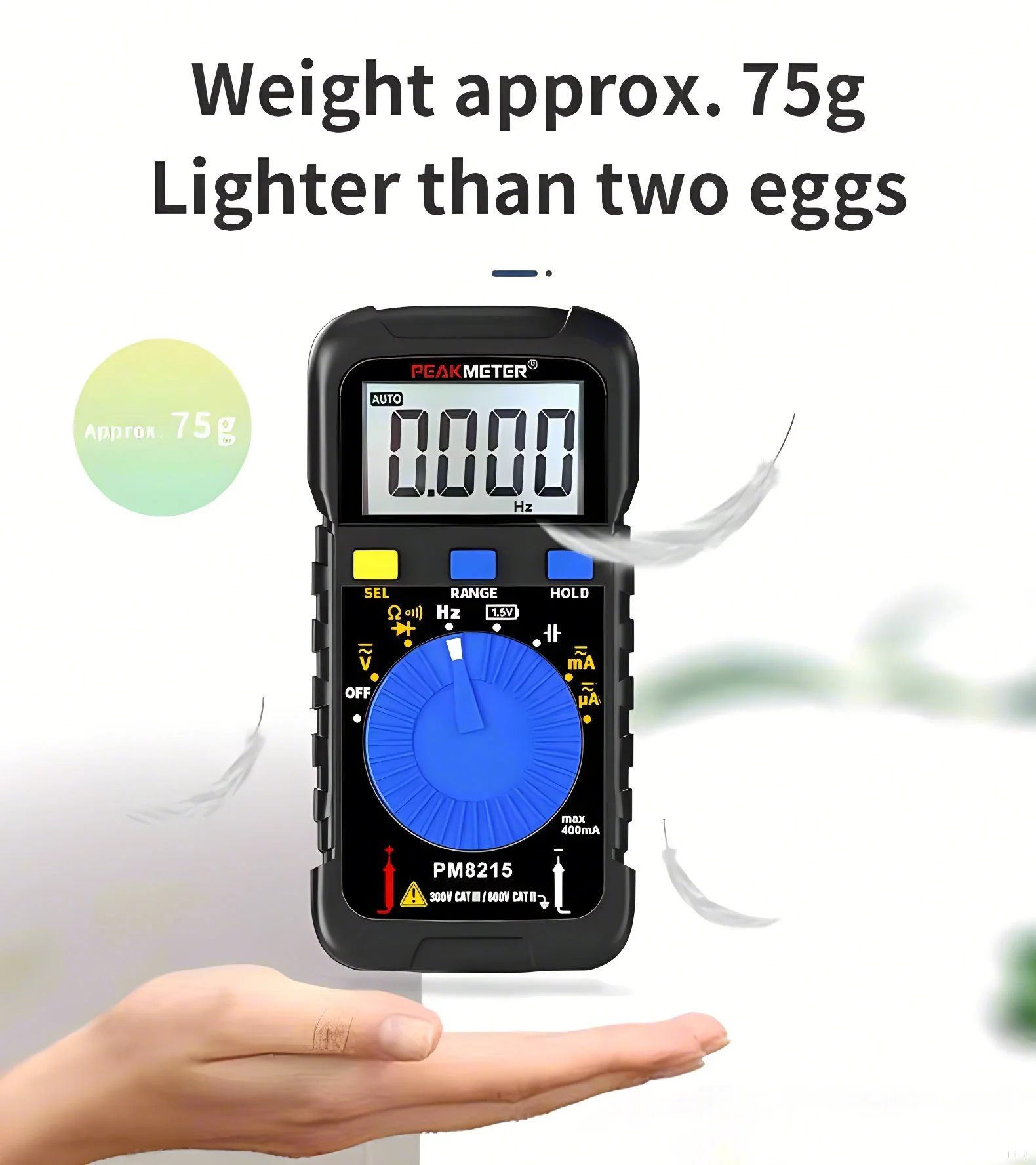 Peakmeter PM8215 Handheld Portable Digital Multimeter AC DC 600V 400mA Buzzer Continuity Diode Test