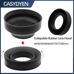 3 In1 Collapsible Rubber Lens Hood 49/52/55/58/62/67/72/77/82mm 3-Stage Foldable Lens Hood For Canon Nikon DSIR Lens Camera