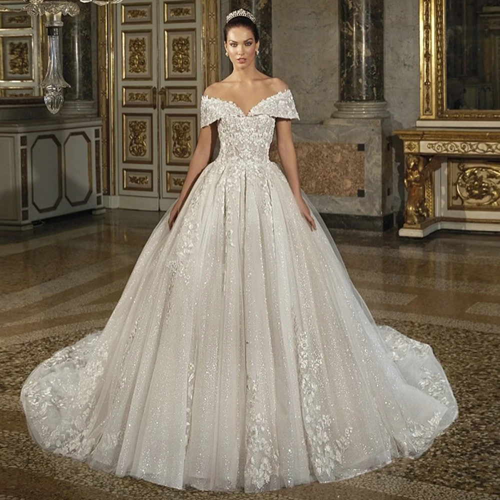 

Customized Off the Shoulder A-line Draped Tulle Evening Dress With Lace Appliques Sleeveless Party Dress Floor Length Prom Gown