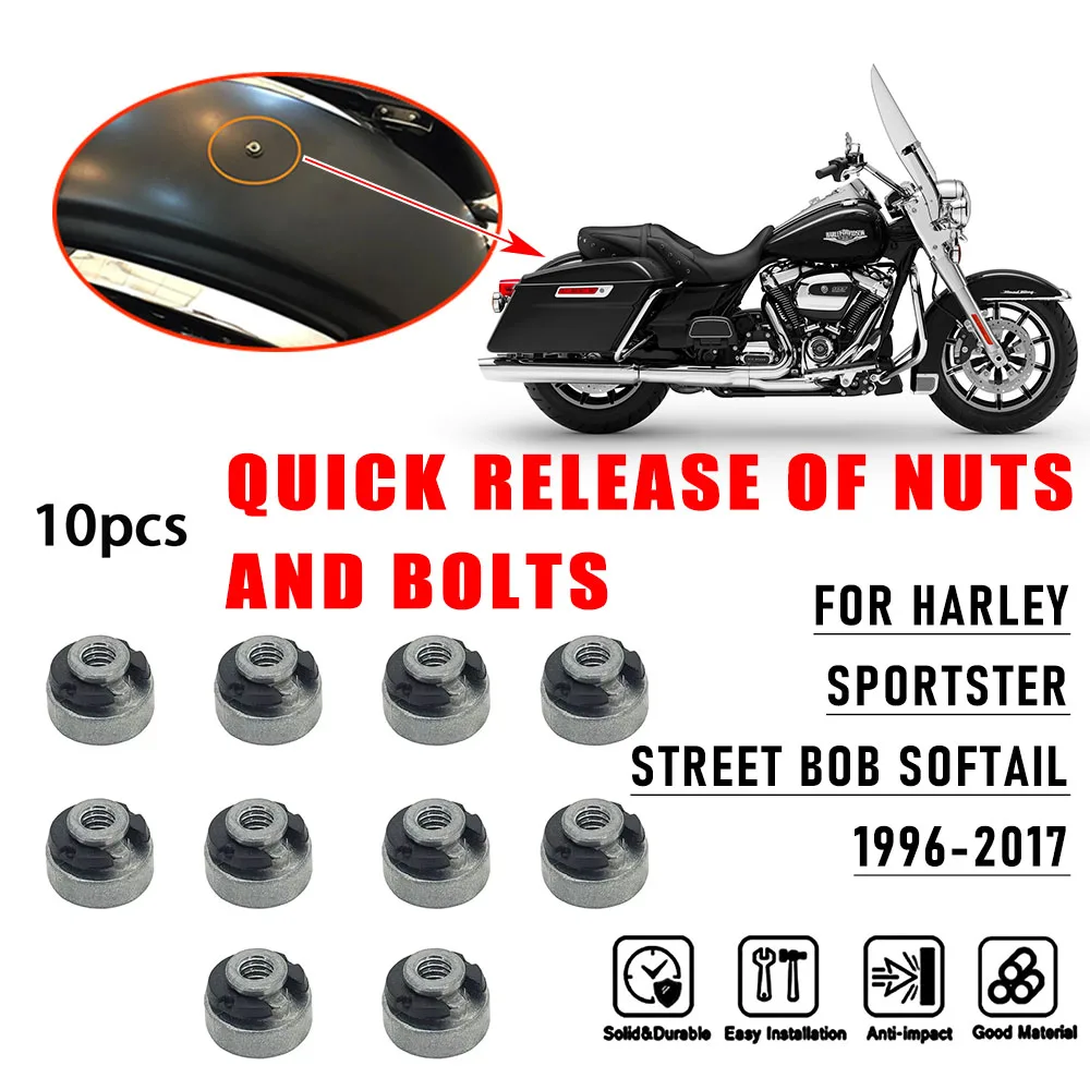 

Комплект гаек заднего крыла мотоцикла для Harley Sportster Street Bob Softail 1996-2017, крепежная гайка, быстроразъемный алюминиевый болт