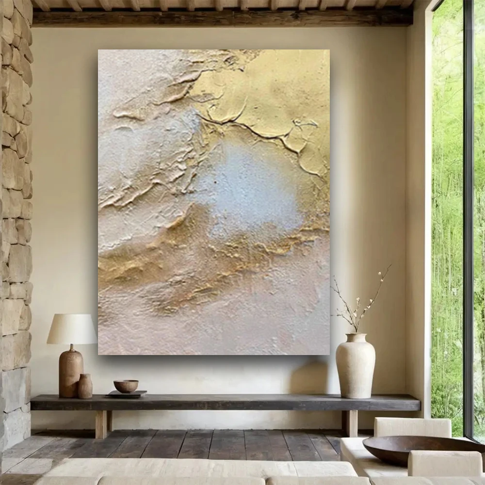 

Abstract Golden Canvas Painting Nordic Modern 100% Hand Painted Oil Painting Fashion Salon Wall Art For Living Room Home Decor