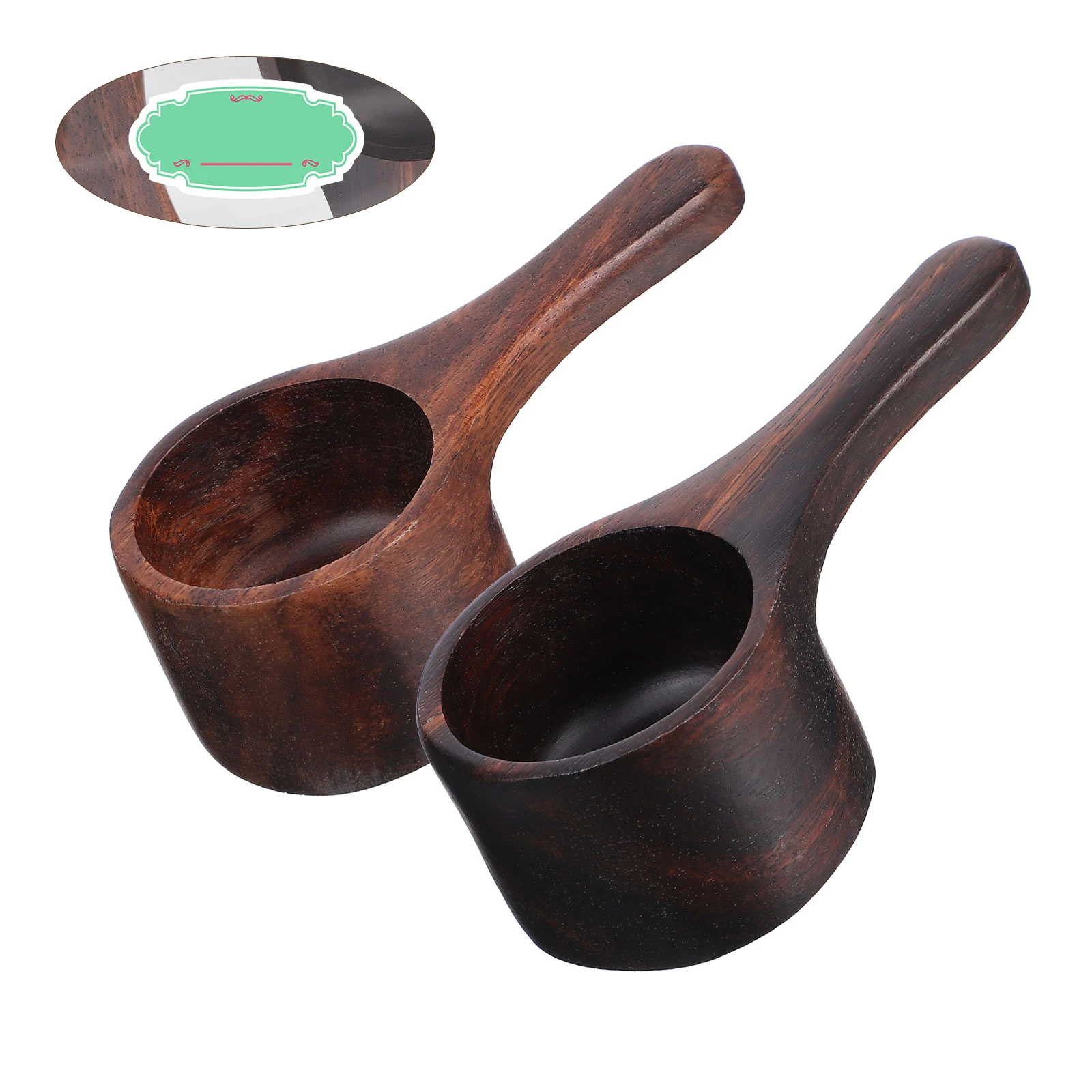 

2pcs Wooden Measuring Spoons 1.8Inch Coffee Scoop Bean Sugar Powder Tea Kitchen Tool Compact Lightweight Burrs-Free