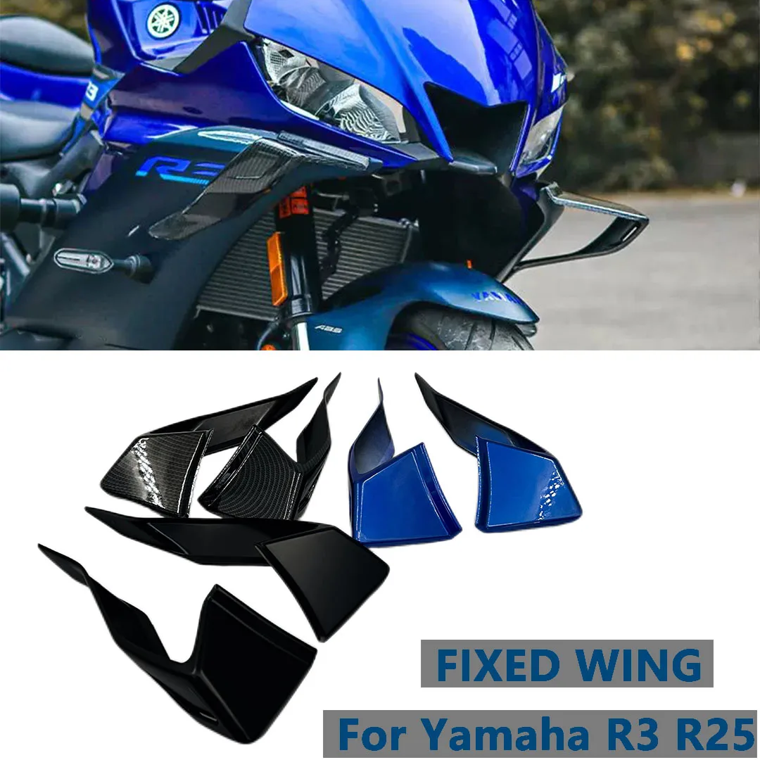 오토바이 공기역학적 윙 키트 고정 윙렛 페어링 (야마하 YZF R3 R25 2019 2020 2021 2022 2023 2024)
