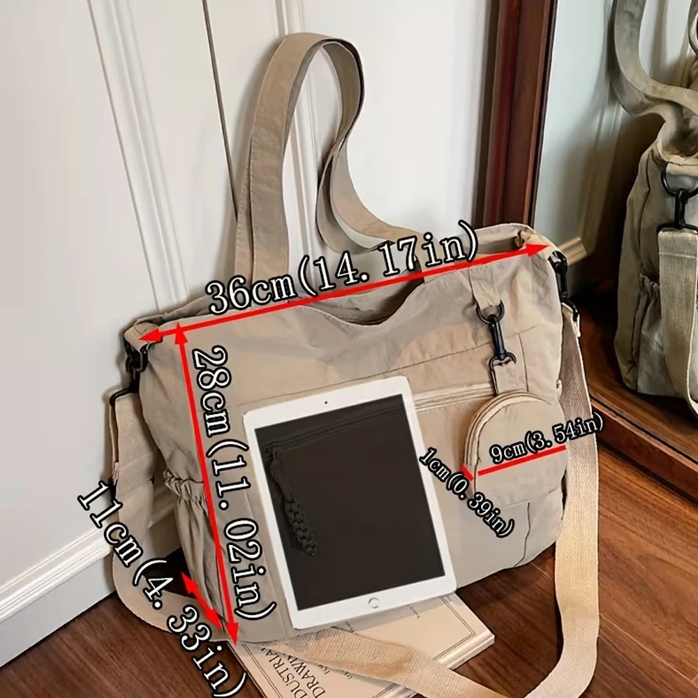 Einfache und stilvolle Damen-Umhängetasche mit verstellbarem Schultergurt, Reißverschluss, mehreren Taschen, multifunktional, lässige leichte Umhängetasche/Handtasche, geeignet für den täglichen Arbeitsweg, Einkäufe und Ausflüge. – Detail 5